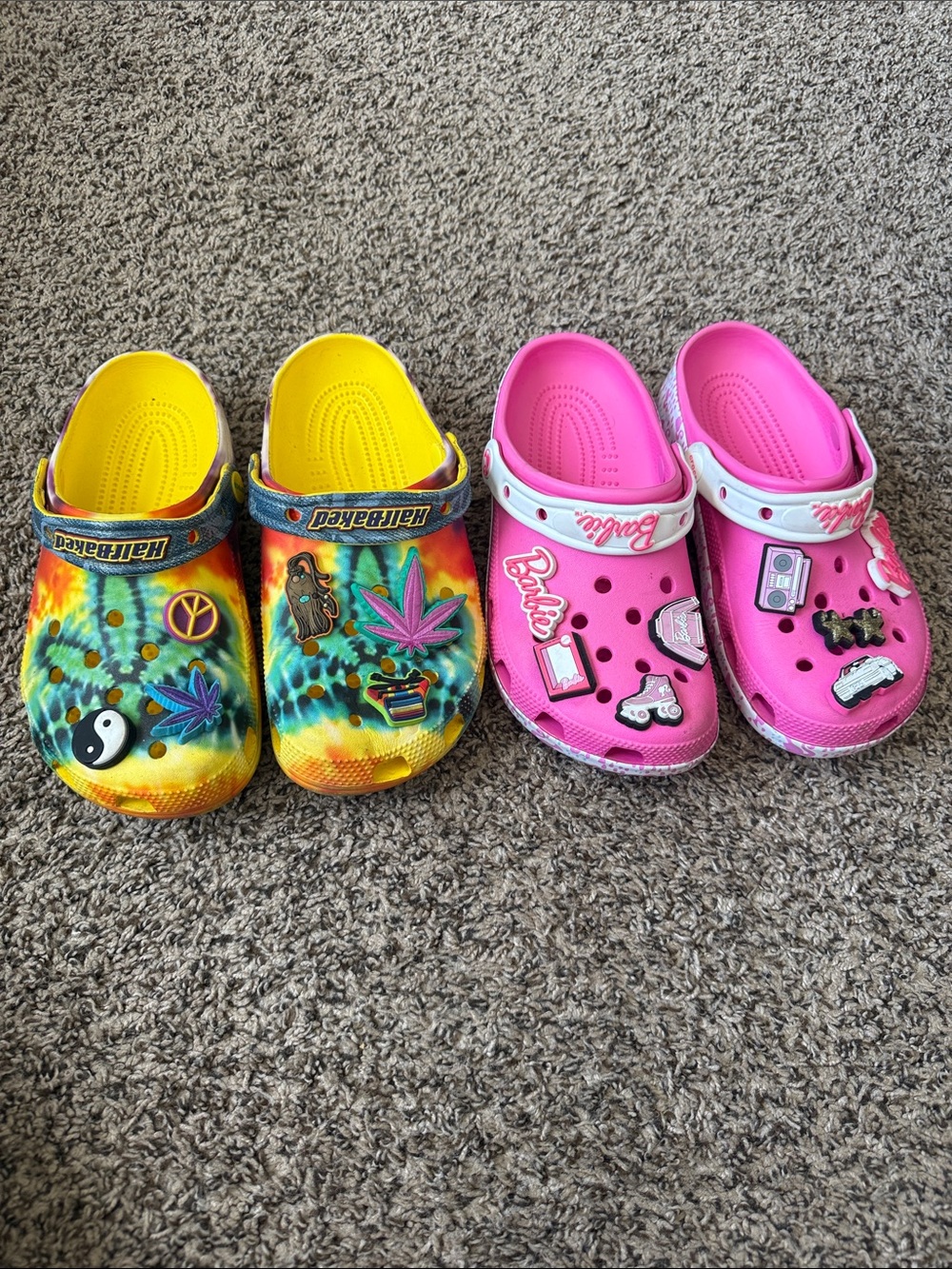 420 Tye Dye Crocs & Barbie Crocs - 2 Pair
